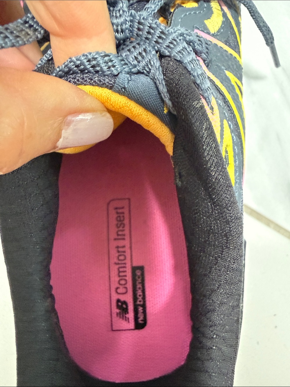 New Balance 410 trail runners Black Sneakers with Yellow & Pink Accents - Picture 6 of 7